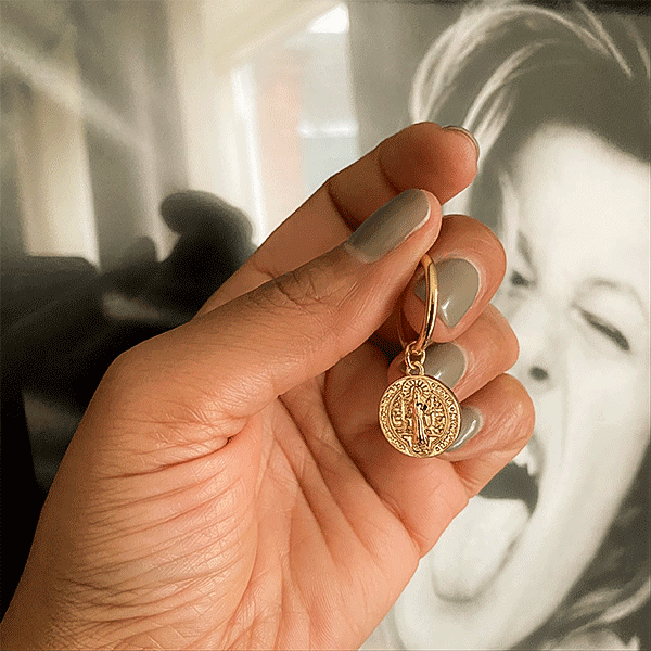 Gold-Plated Saint Benedict Medal/Coin Earring Atelier Astrid & Antoinette