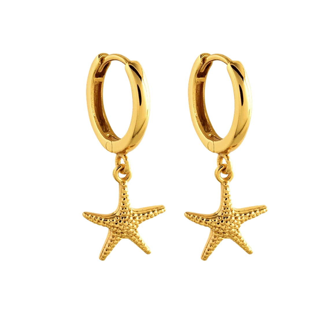 Golden Sea Star Earrings Atelier Astrid & Antoinette close up front view
